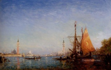 フェリックス・ジエム Painting - グランド・コナル・ヴェネツィアのボート・バルビゾン・フェリックス・ジエム